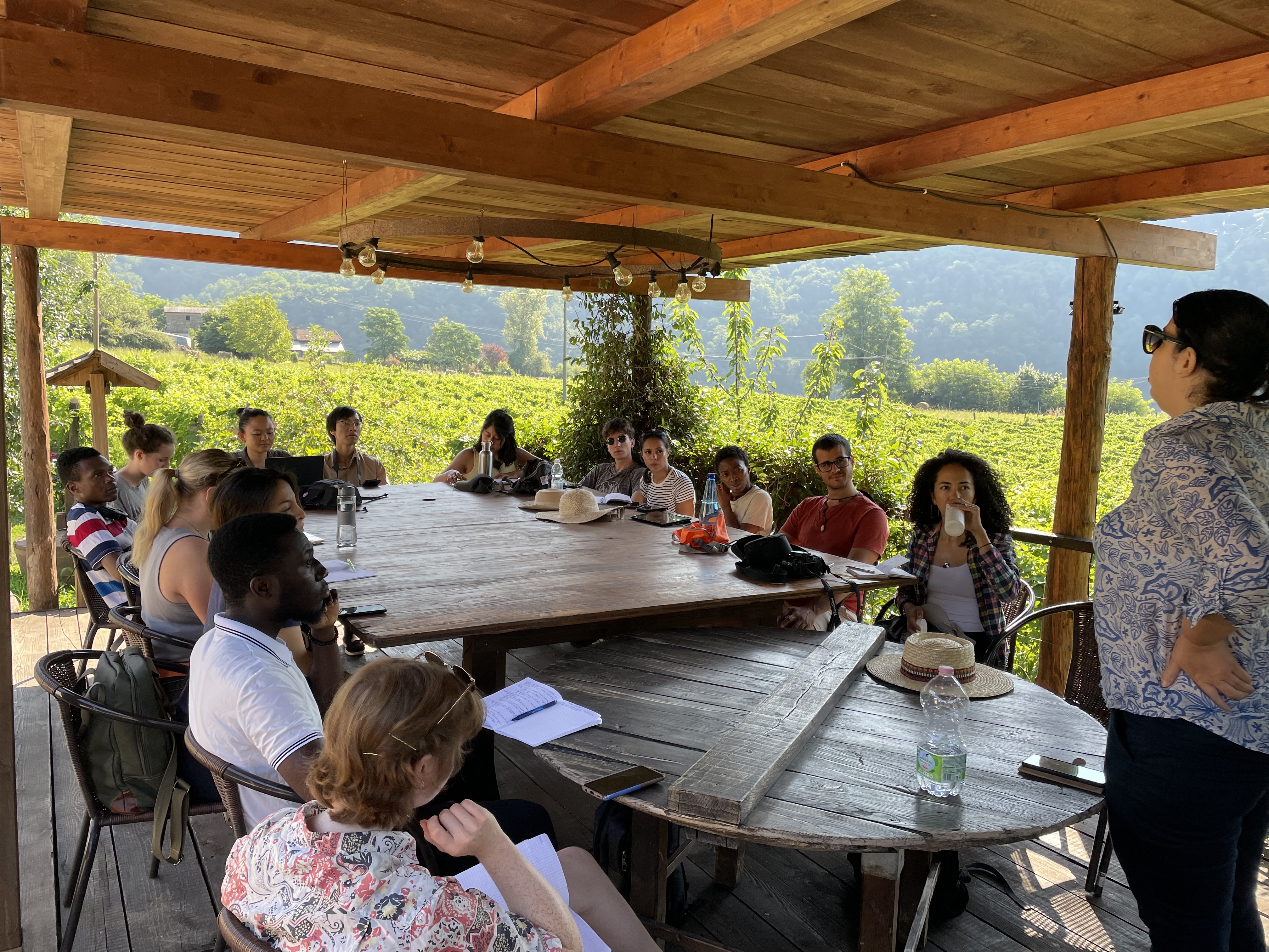 Seminar at a vineyard during the Tuscany Summer School